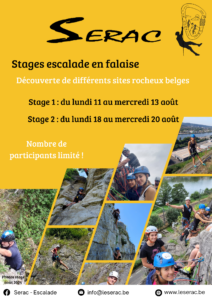 Stages d'escalade en falaise - 11 au 13 août 2025