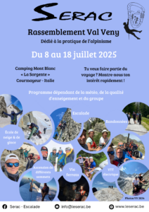 Stage d'alpinisme au Val Veny, du 8 au 18 juillet 2025 @ Camping Mont Blanc « La Sorgente » | Courmayeur | Vallée d'Aoste | Italie